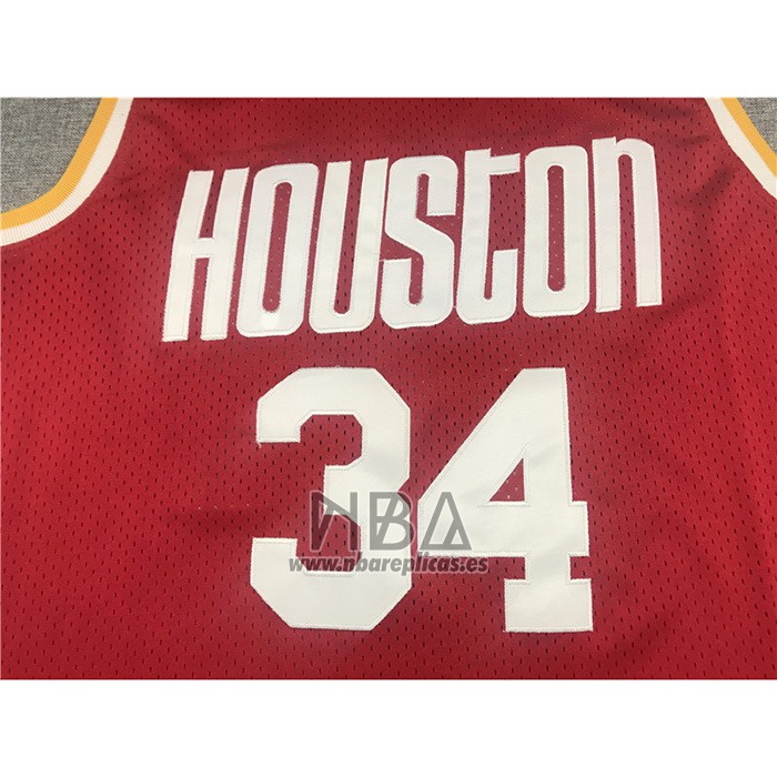Camiseta Houston Rockets Hakeem Olajuwon NO 34 Mitchell & Ness 1993-94 Rojo
